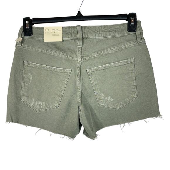 Universal Thread SZ 2/26 Vintage MIDI Jean Shorts Distressed Frayed Dusty Olive - Picture 3 of 8